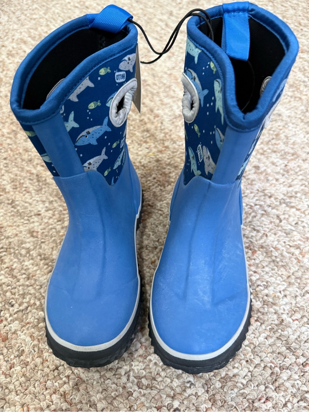Kids Blue Shark Print Rain Boots
